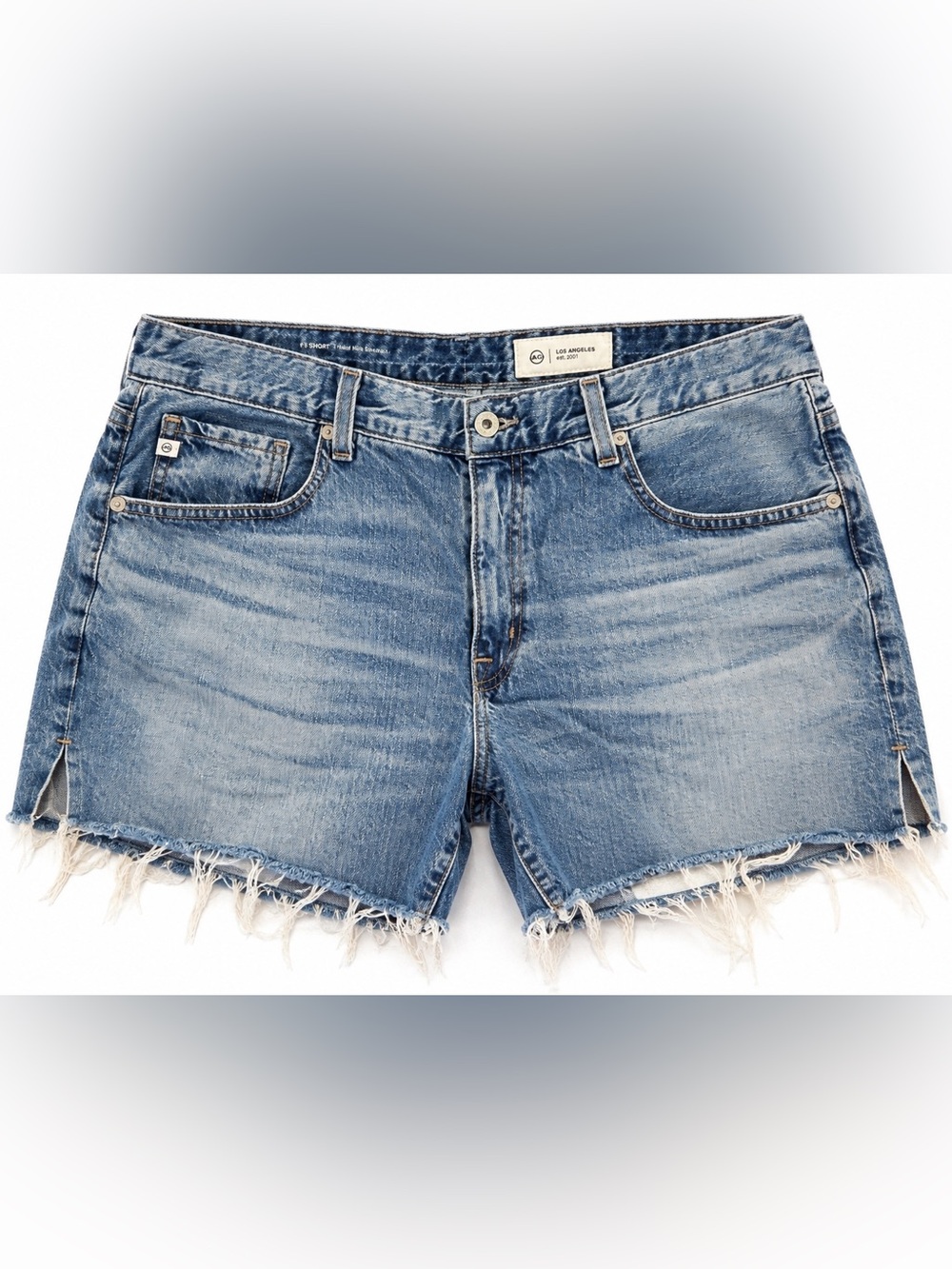 AG Adriano Goldschmied The Short Women’s 32 Distressed Raw Hem Denim Shorts